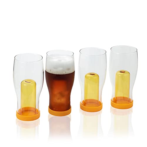 1500° C TABLETOP Lot de 4 verres à bière artisanale, à double paroi, 595,7 ml, verre à bière Professiona Cadeau pour les amateurs de bière, verres à bière classiques pour hommes et amateurs de bière