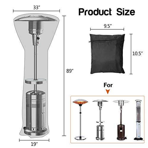 INMORVEN Patio Heater Cover,420D PU Coating Heavy Duty Outdoor Heater Covers with Zipper and Storage Bag,Waterproof,UV-Resistant,Dust-Free,Tear Resistance,for Long Term Use. 89\'\'x 33\"x 19\"