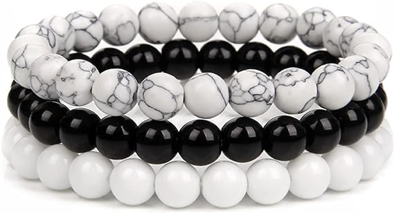 EziKart Presents Handmade istance Couple Artificial Black White Beaded Reiki Yoga Healing Unisex Bracelet for Men Women and Girls Combo of 3 (B0CNZVZT2D) Amazon Price History, Amazon Price Tracker