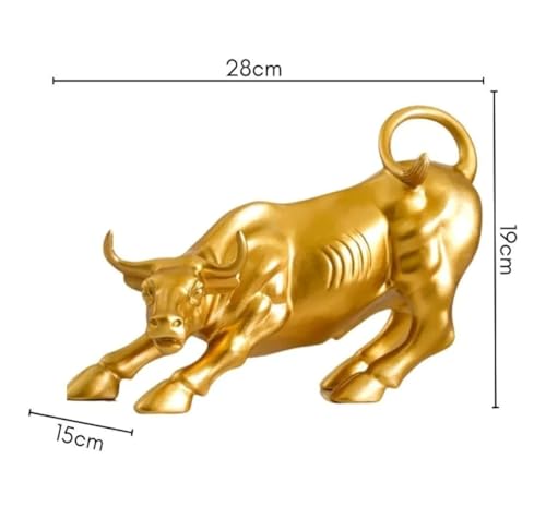 Image of UAG Exports Golden Charging Bull Showpiece - 9 Inches | Durable Polyresin Build | Stock Market Bull Statue for Office Desk, Living Room, Home, & Workstation | Business Success Gift Item
