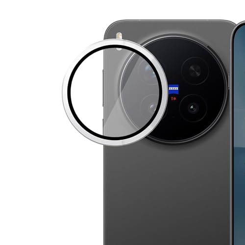Image of Amazon Brand - Solimo Camera Glass Lens Protector Ring for VIVO X300 PRO 5G Case Friendly with Edge to Edge Coverage and Easy Installation (Silver)