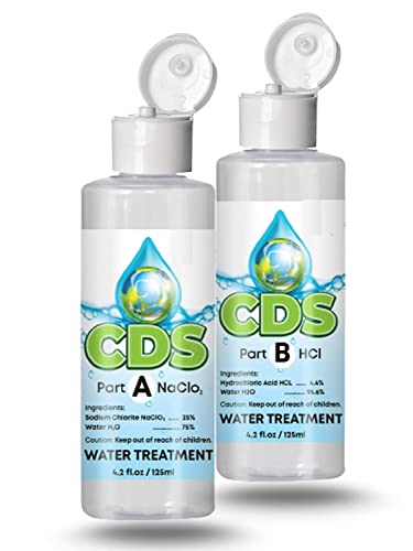 cds set- chlorine dioxide water treatment 8 oz kit  - sodium solution w 4 hcl - ideal for hiking camping essentials survival kit water treatment 16 oz total