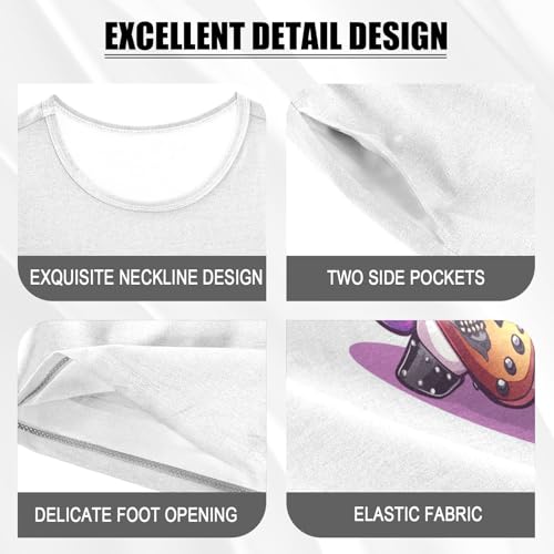 Unicorns Guitar White Pajama Set Short Sleeve PJ Set Cotton Summer Pajamas Sleepwear Soft 5Y4