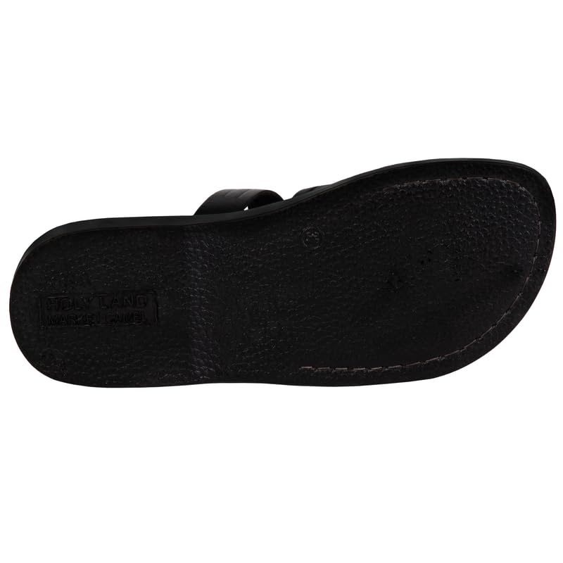 Holy Land Market Men/Women Biblical Jesus Leather Sandals/Slides From Jerusalem (Bethlehem Black Style II)4