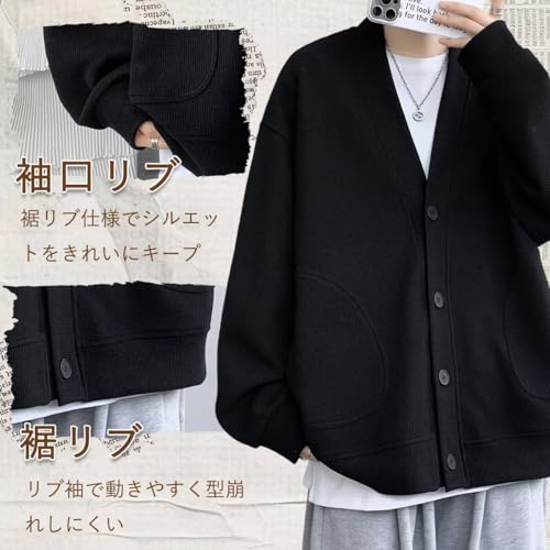 Bligo メンズ カーディガン 秋服 L-8XL 長袖 無地 ポケット付き 大きいサイズ ボタンダウン ゆったり おしゃれ ドロップショルダー ⅴネック カジュアル 人気 快適 アウター シンプル 柔らかい 冬 春服 普段着 の商品画像 6