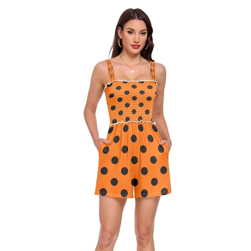 Barboteuse orange à pois tenue d'été idéale pour vos journées décontractées à la plage