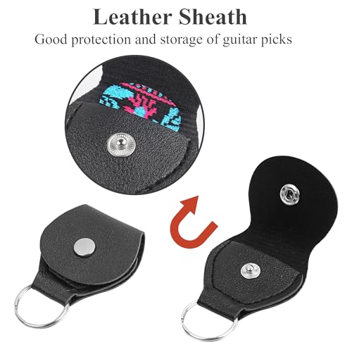 Image of Adjustable Guitar Strap Includes 2 Strap Locks & 2 Matching Picks & 1 Picks Holder & 1 leather Strap Button.