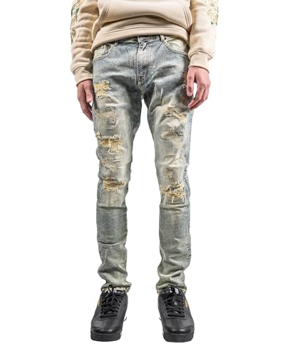 Men's Aged Two-Tone Skinny Jeans