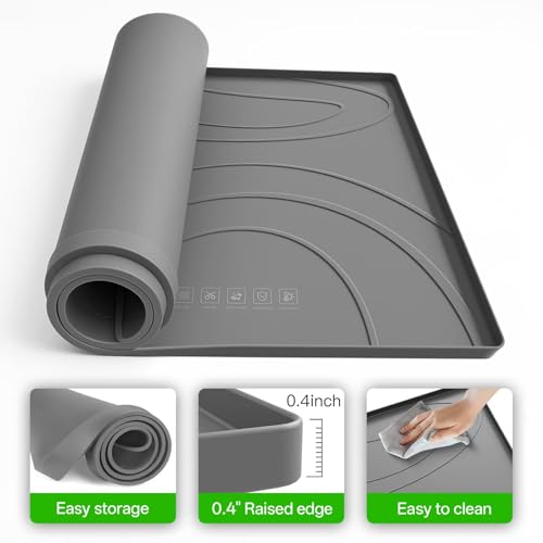 Image of Washing Machine Drain Pan Silicone mat - 26.5x26.5 Inch Non-Slip Waterproof Washer Drip Tray, Anti-Vibration Soft Mat for Under Dryer or Washer, Floor Leak Protector for Laundry Room