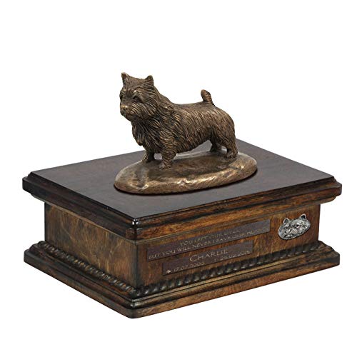 Urne pour les cendres de chien et statue commémorative Norwich Terrier