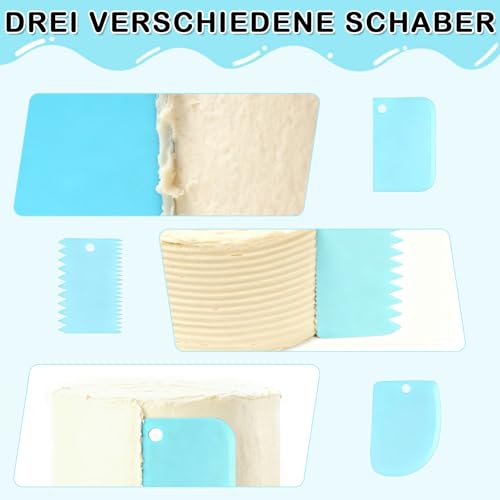 MFUSUL Tortenplatte Drehbarer, Tortendeko Set zum Backen mit 3x Kuchenschabern, 2x Pfannenwendern, 1x Kuchenspritzbeuteln und 24x Spritzspitzen, Geeignet für Anfänger