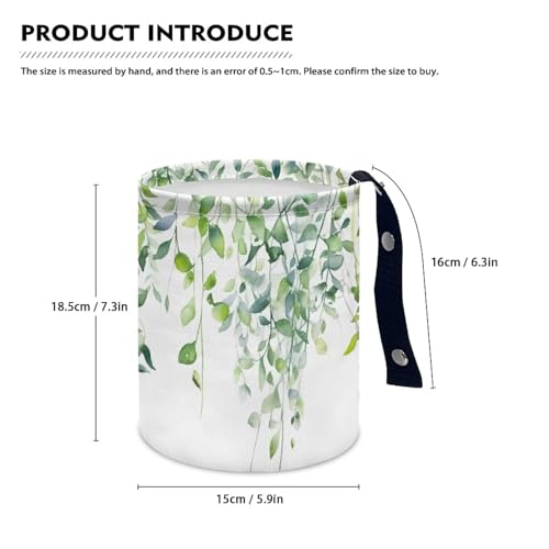 Image of Green Leaf Patterns Car Trash Can Collapsible Portable Car Garbage Bin for Car Front Seat, Back Seat, Floor, Headrest Rubbish Bin Universal Fit