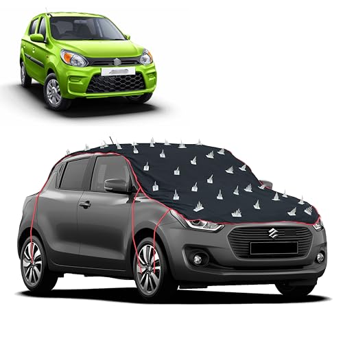 Image of Dog Protection Spike Car Cover for Maruti Alto 800 VXI Bonnet to Roof Easy Installation with 4 Elastic Hook Strap, Anti-Scratch Soft Cotton Inner, Complete Protection from Street Dogs & Monkeys