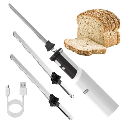 Coltello Elettrico Da Cucina Vloxo - Ricaricabile, Con 4 Lame In Acciaio Inox, Perfetto Per Carne, Pesce E Alimenti Surgelati