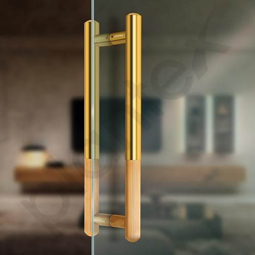 Image of Plantex Door Handle /14 Inch Main Door Handle /Stainless Steel and Aluminium Door Handle /Pull-Push Door Handle /Door Accessories (Pack of 1, Gold)