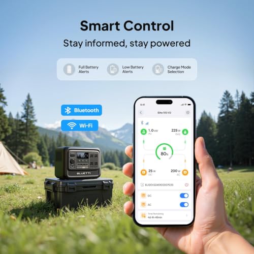 Image of BLUETTI Elite 100 V2 Portable Power Station and Solar Cable, 1024Wh LFP Battery Backup w / 4 1800W AC Ports (3600W Surge), 35% Smaller, Fast Charge and UPS Solar Generator for Camping, Road Trip