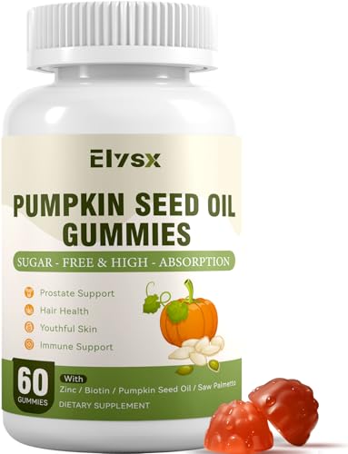 Elysx DHT Blocker Supplement for Women & Men, Cold Pressed Pumpkin Seed Oil with Saw Palmetto Gummies, with Biotin, Hair and Skin Health, Vegan, Sugar Free, Mixed Berry Flavor, 60 Ct