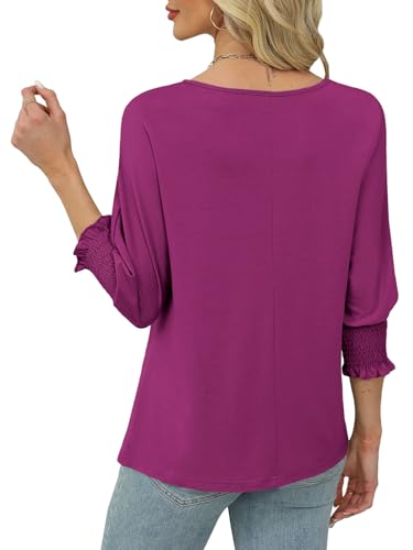 Womens Summer Tops 3/4 Length Sleeve Shirts for Women Plus Size Spring Fashion Clothes Trendy Casual Blouses2