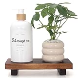 Small Bathroom Counter Organizer Tray Wooden Pedestal Stand for Display Decor Farmhouse Wood Risers Soap Dish Dispenser Holder for Kitchen Sink Tray Modern Bathroom Vanity Accessories Decorative trays