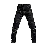 zdjswj uomo moto jeans pantaloni con ginocchiere ride jeans moto bike ride jeans pantaloni, nero , l