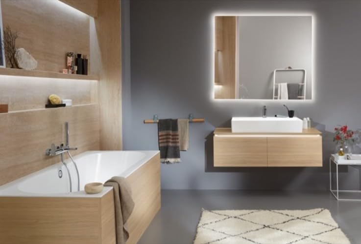 Villeroy & Boch Oberon 2.0 Duo bathtub installed in a modern bathroom setting, showcasing its design and integration.