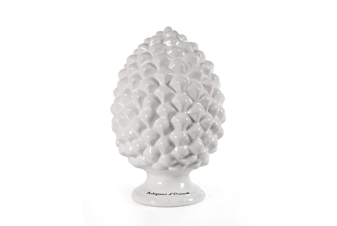 GICOS IMPORT EXPORT SRL Pigna in ceramica tondo 16 * 16 * 26 cm colore bianco casa giardino artigiani d'oriente CRE-832703