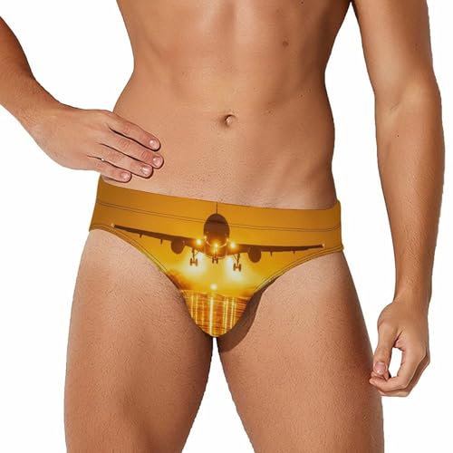 Airport Runway Night Mens Swim Briefs Sexy Bikini Swimwear Bathing Suits Trunks