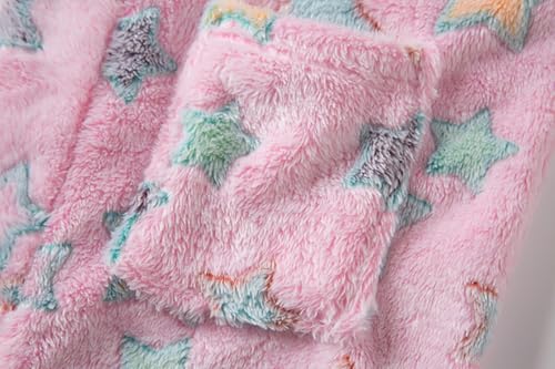 NautySaurs Jungen Bademantel Mädchen Unisex Kinder Bademantel Weich Flanell Fleece Robe für Kinder 1-12 Jahre, Rosa – Stern, 7-9 Jahre