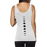 TREELANCE Organic Cotton Yoga Tank Tops. Moon Phases Yoga Shirts for Women. Medium Grey