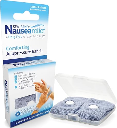 Sea-Band Anti-Nausea Motion Sickness Bracelets, 1 Pair, Gray
