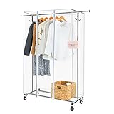 GREENSTELL Clothes Rack with Cover, Adjustable Garment Rack with Wheels, Heavy Duty Clothing Rack...