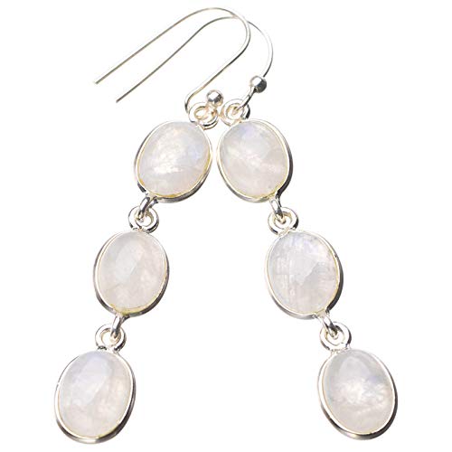 Boucles d'oreilles pierre de lune naturelle en argent 925 de créateur