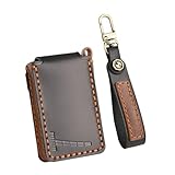 ontto Autoschlüsselhülle aus Rindsleder, passend für Volvo EX30 EX90 ES90 EM90 Electric 2026 2025 2024 2023, Schlüsselhalter, Lederhülle, Schlüsselanhänger, Smart-Shell-Schutz, Zubehör, Schwarz