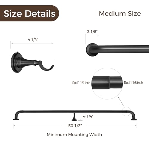 Image of TWOPAGES Matte Black French Return Curtain Rod 48 to 84 Inch