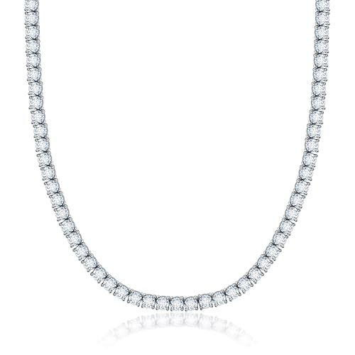 Unisex Sterling Silver 4mm Cubic Zirconia Tennis Necklace Available in 16