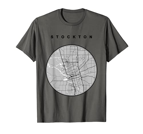 Stockton CA City Map Art Stockton California Map T-Shirt