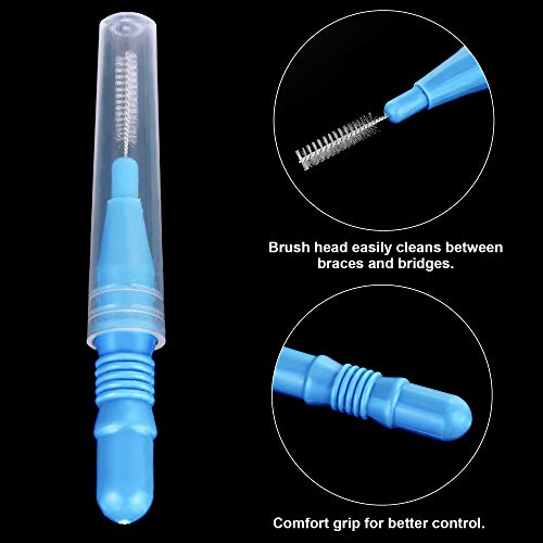 100 Pieces Braces Dental Brush Flosser For Cleaner Interdental Brush Toothpick Dental Tooth Flossing Head Oral Dental Hygiene Toothpick Cleaners Cleaning Tool (Red White Green Light Green, Light Blue) #TOP3