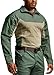 CQR Men's Combat Shirt Tactical 1/4 Zip Long Sleeve Military BDU Shirts Camo EDC Top with Pockets, Raider Pro Green Kelp, XX-Large
