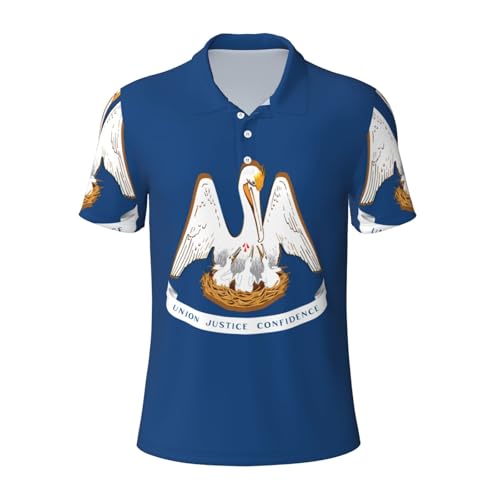 Polo de golf homme évacuant la transpiration motif Louisiane