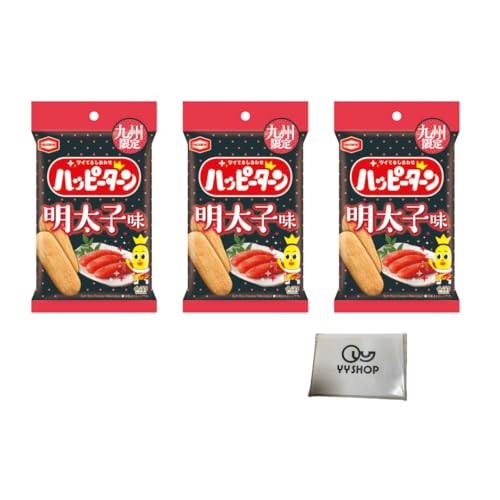 九州限定 ハッピーターン 明太子 34g x 3袋 まとめ買い + ポケットティッシュ付