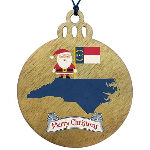 North Carolina Christmas Ornament Rustic Wood Tree