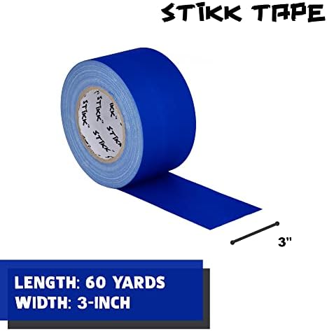 3" x 60 Yard 55 Meter Blue Gaffers Tape No Residue Cloth Matte Finish