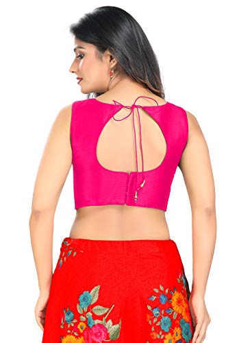 Image of Vamas Women's Silk Solid Sleeveless Readymade Saree Blouse (VFJ-45)