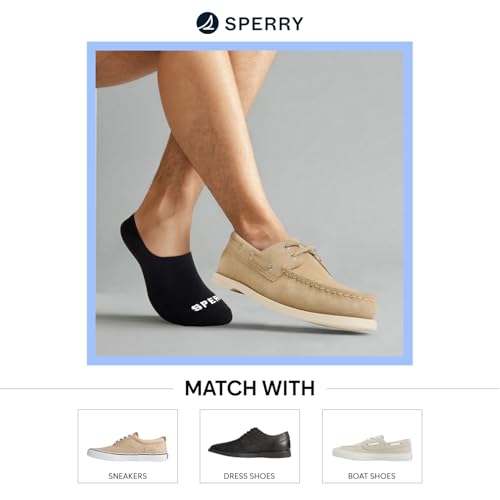 Sperry Men's 6-Pack Arch Hugger No Show Socks, Non-Slip Loafer Socks for Boat Shoes, Low Cut Invisible Liners with Heel Grip3