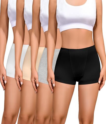 Nexgenz Cotton Boyshort Underwear for Women Cotton Boxer Briefs for Women Underwear Shorts 4 Pack...