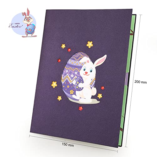 HOWAF Happy Easter Card Pop Up, Egg Bunny Rabbit 3D Pop Up Card with Envelope, Easter Gifts for Kids Children Family Friends - Image 3