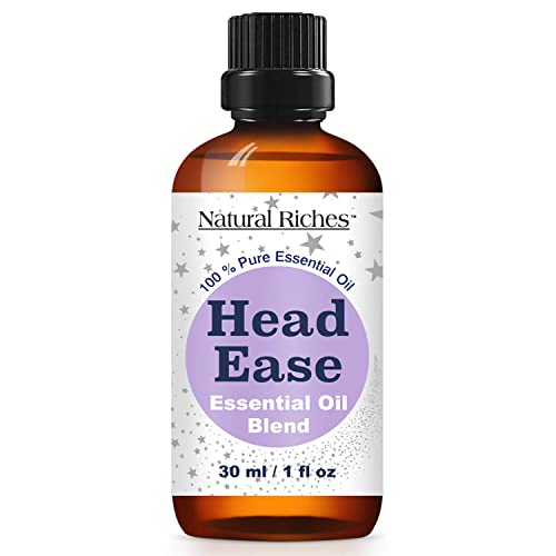 Natural Riches Essential Oil Blend for Head Ease Aromatherapy with Lavender, Peppermint, Rosemary, Wintergreen, Marjoram and Frankincense - 30ml