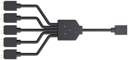 Miniatura 3 de Cooler Master Cable divisor de sincronización LED ARGB de 1 a 5, compatible con funda RGB direccionable de 3 pines, enfriador líquido, placa base