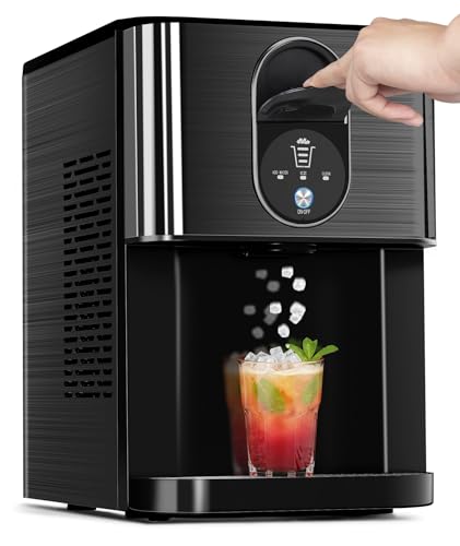 Cowsar Nugget Ice Makers Countertop, Pellet Ice Maker Machine Dispenser with Water Reservoir, Self-Cleaning, 44lbs/24H Soft Chewable Ice Maker Machine for Home/Kitchen/Office, Black Stainless