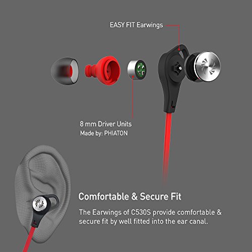 Phiaton C530S In Ear Stereo Earbuds Headphones Wired Earphones With Microphone And Controller, Extra Bass, White #TOP3